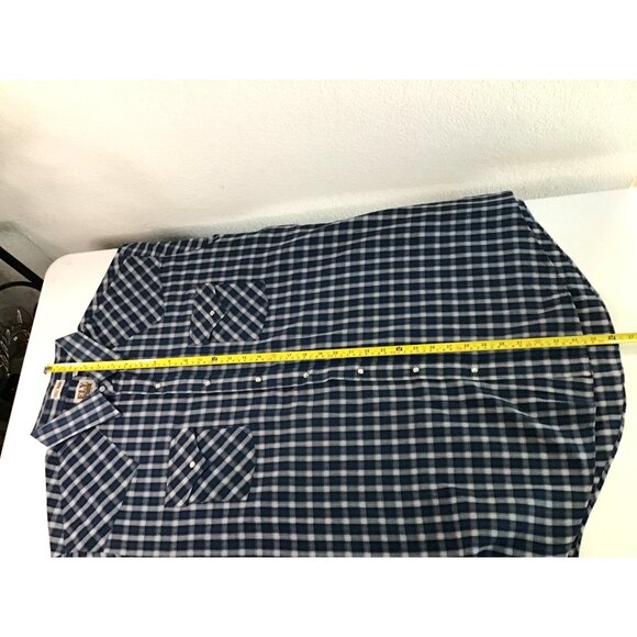 ELY CATTLEMAN -MENS BLUE PLAID BUTTON-DOWN SHORT SLEEVE TALL MAN SHIRT SIZE 2XLT - Picture 6 of 7